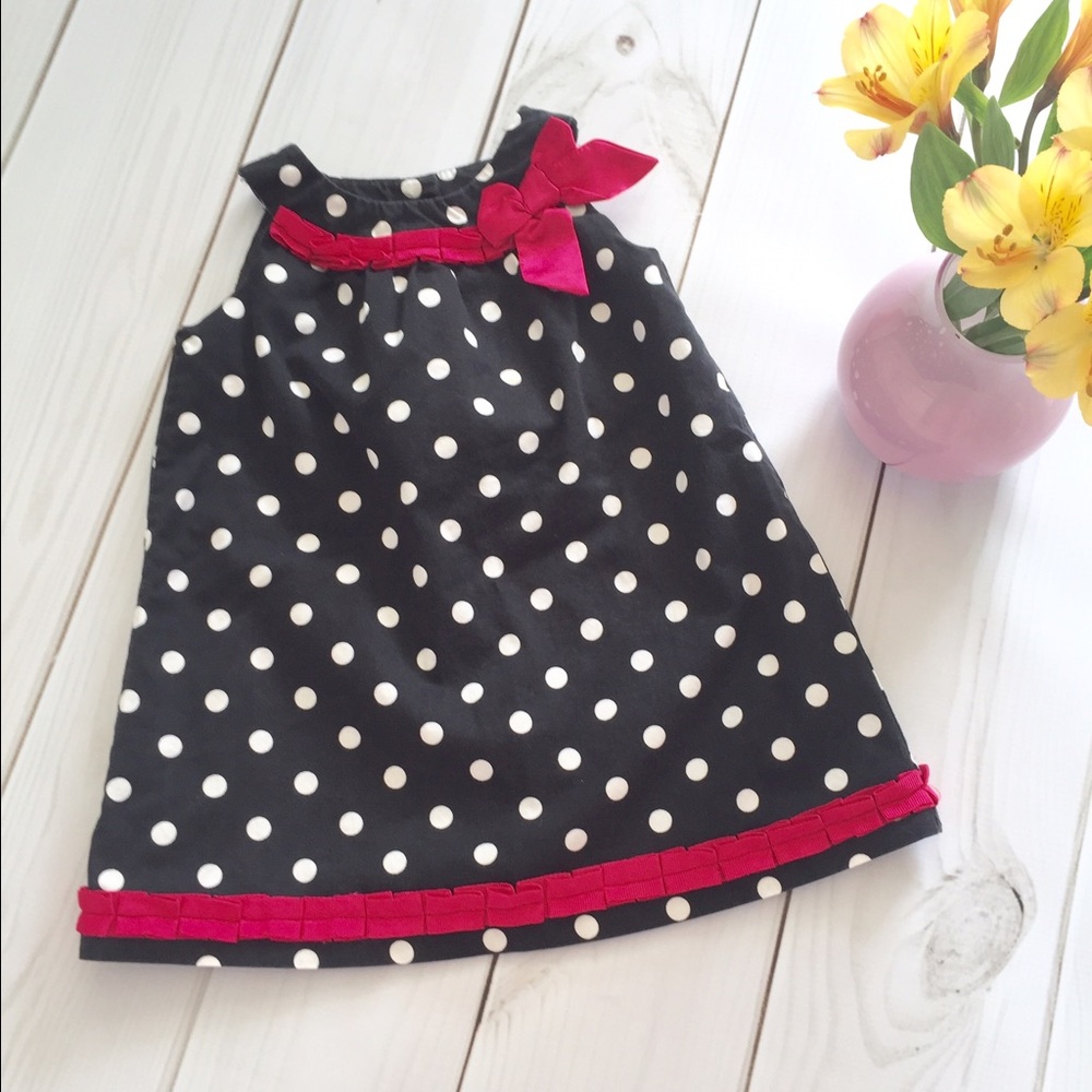 Adorable Polka Dots With Bow Trim A Line Dress